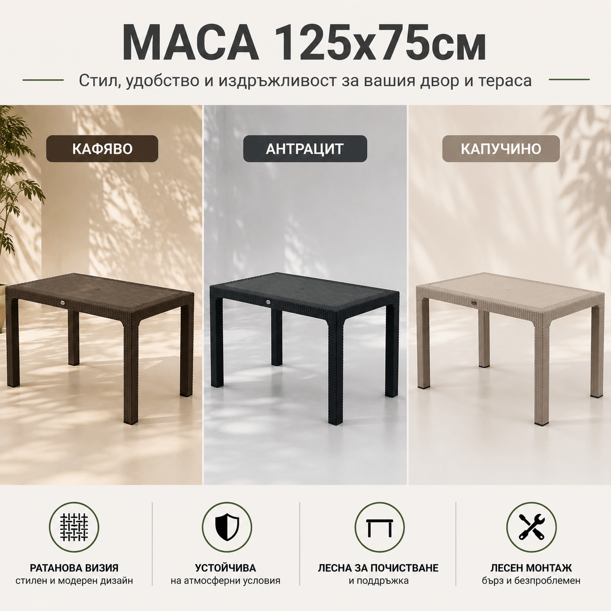 Градински Комплект Маса 125×75 см и 6 PVC Стола с Ратанов Дизайн ГРАДИНСКИ МЕБЕЛИ Градински Комплект Маса 125×75 см и 6 PVC Стола с Ратанов Дизайн
