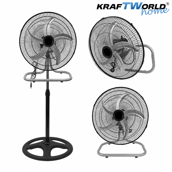Вентилатор 3в1 KraftWorld Home 45 см – стоящ, настолен и стенен, 65W ЗА ДОМА Вентилатор 3в1 KraftWorld Home 45 см – стоящ, настолен и стенен, 65W